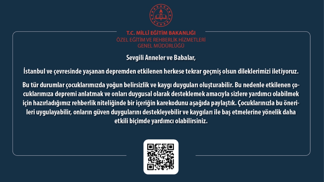 Deprem Sonrası Çocuk Psikolojisi İçin MEB'den Ebeveyn Rehberi