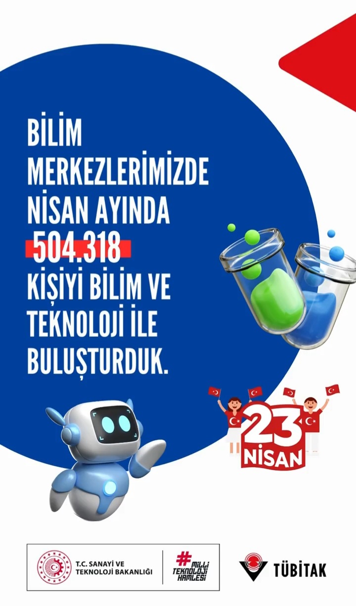 23 Nisan’da Bilim Ziyafeti: TÜBİTAK Bilim Merkezlerinde 500 Bini Aşkın Ziyaretçi!