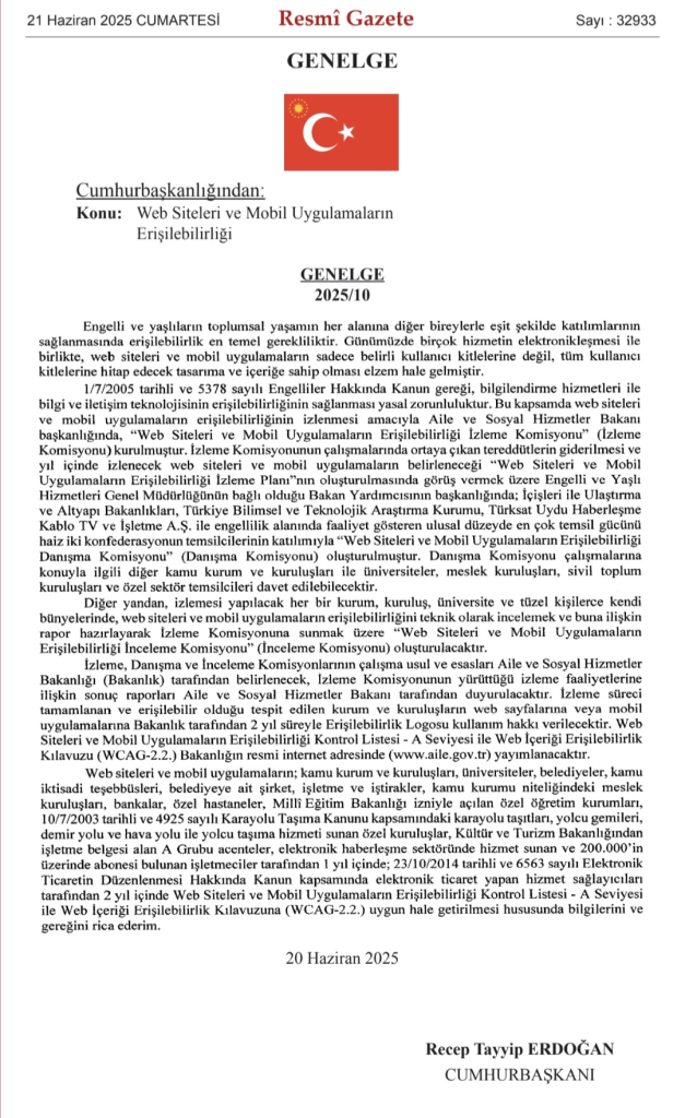 Cumhurbaşkanlığı Genelgesiyle Erişilebilirlikte Yeni Dönem: Web Siteleri ve Mobil Uygulamalara Yasal Düzenleme Geldi