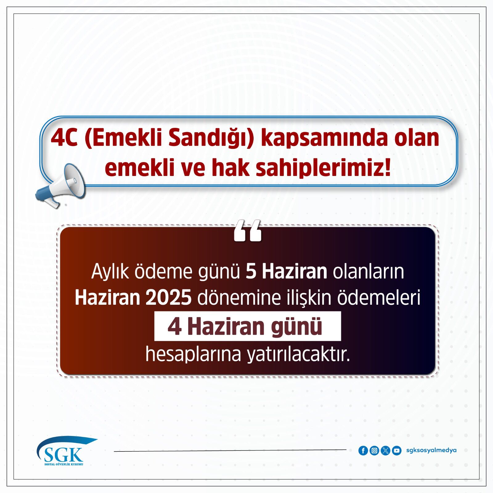 4C Emekli Maaşları Erken Yatırılacak: Haziran 2025 Ödemeleri 4 Haziran'da Hesaplarda!