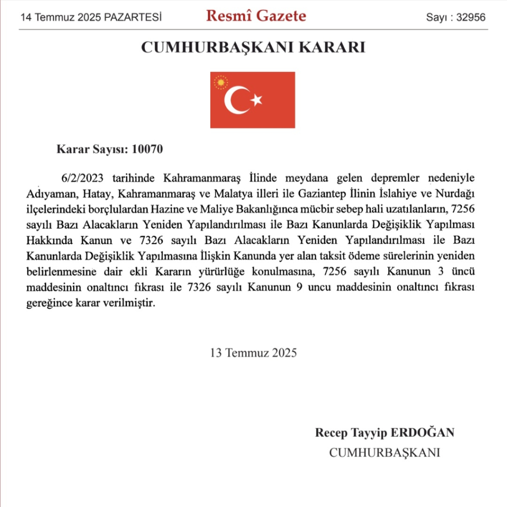 Deprem Bölgesindeki Vergi Borçlarına Yeni Düzenleme: Ödeme Süreleri Uzatıldı