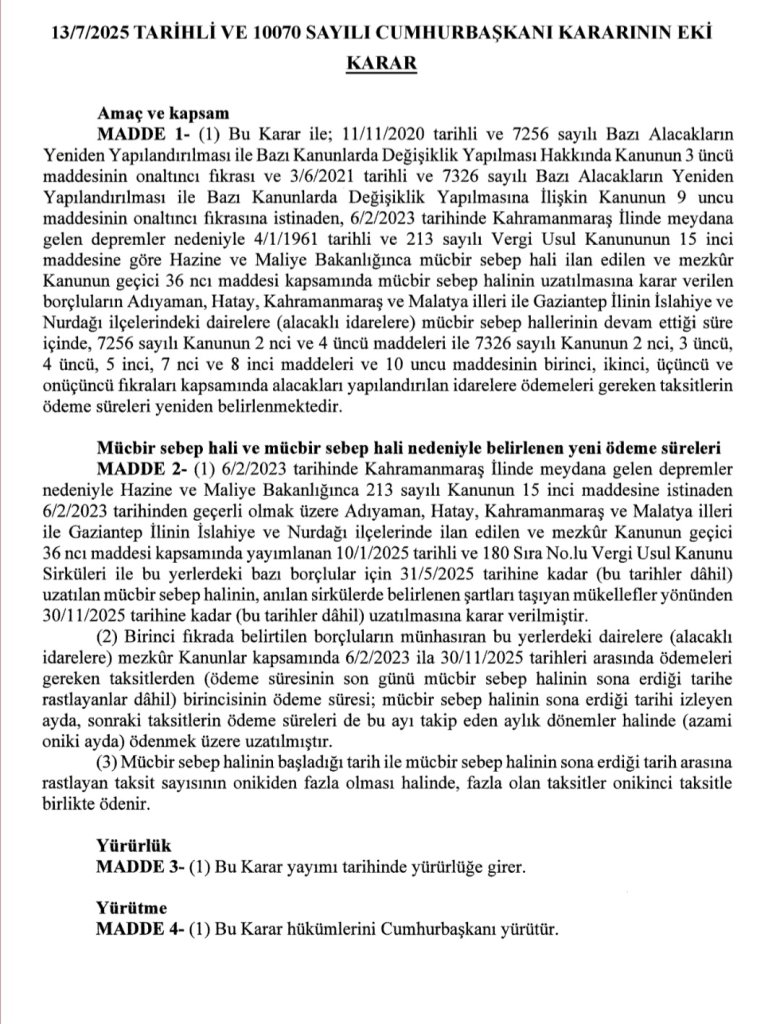Deprem Bölgesindeki Vergi Borçlarına Yeni Düzenleme: Ödeme Süreleri Uzatıldı