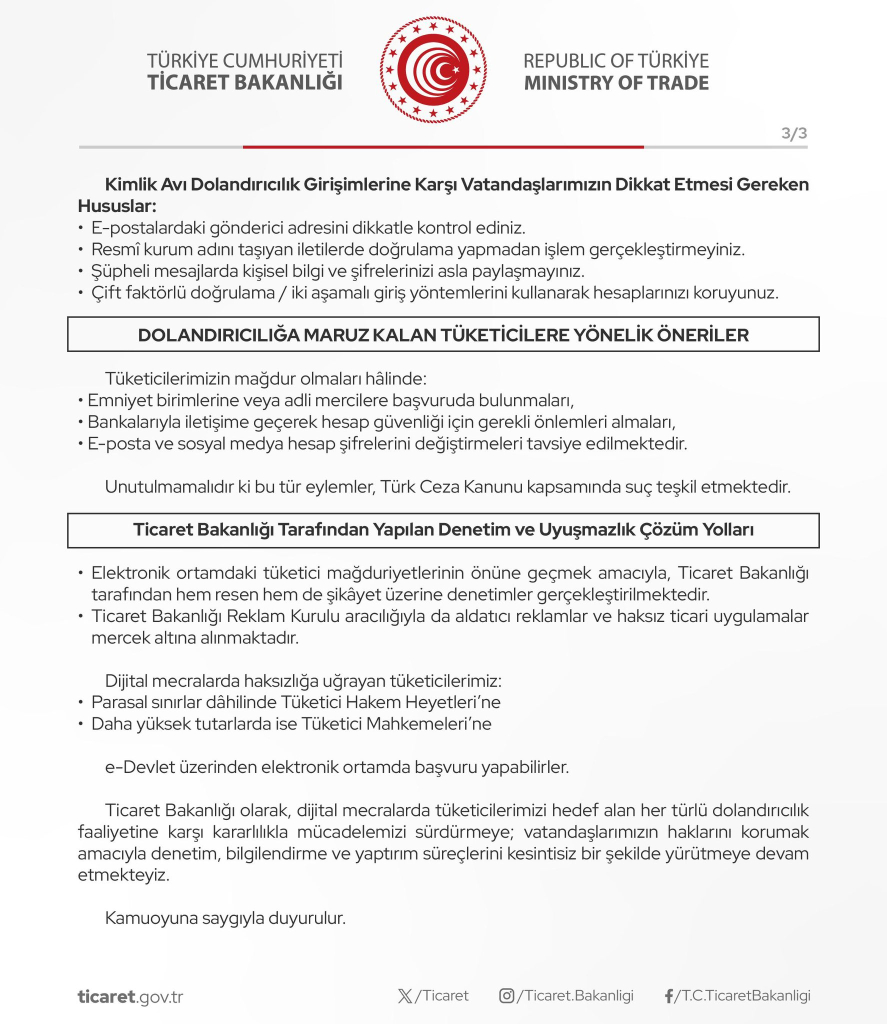 Ticaret Bakanlığı'ndan Sosyal Medya ve Dijital Dolandırıcılıklara Karşı Önemli Uyarı!