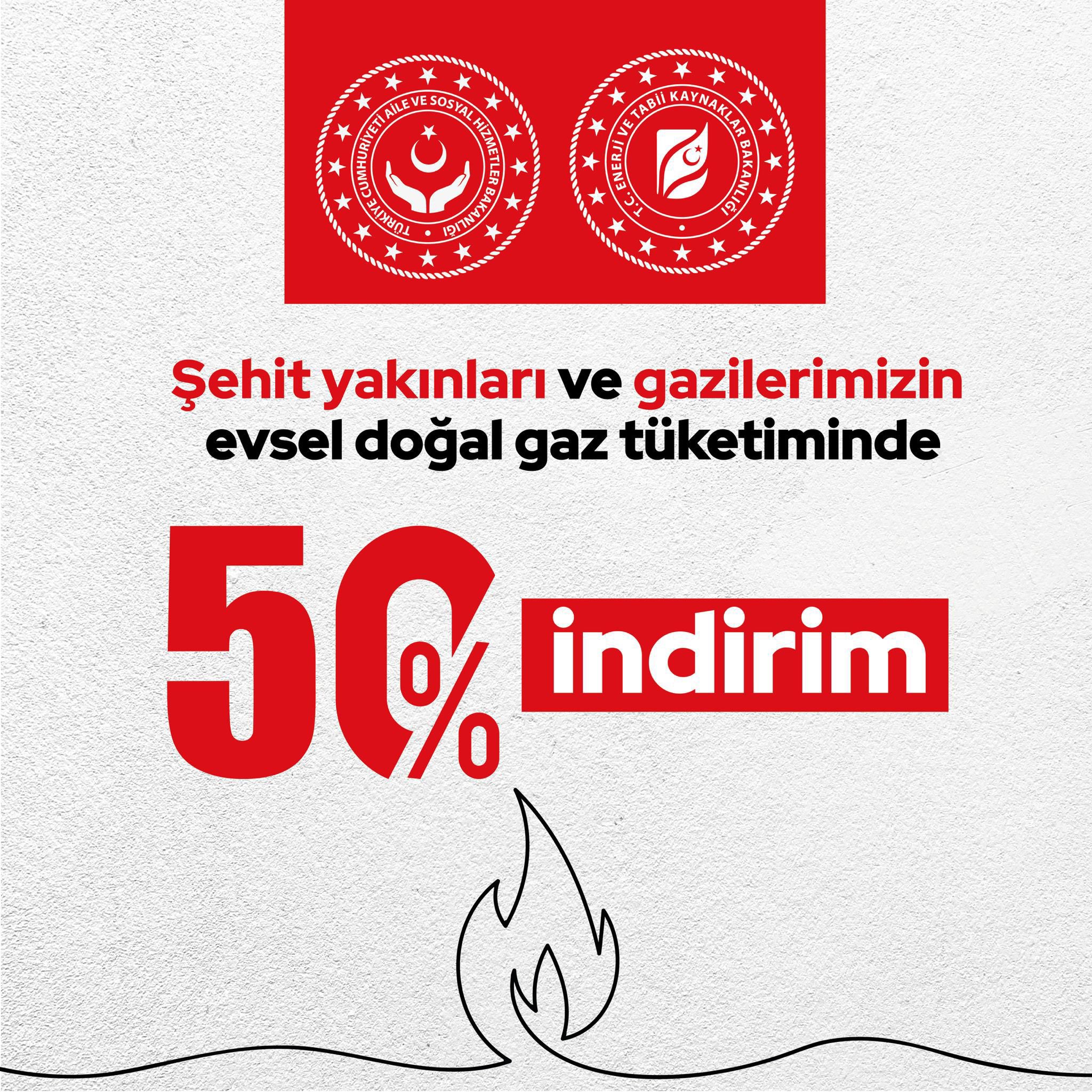 Şehit Yakınları ve Gazilere Doğal Gazda Yüzde 50 İndirim Müjdesi!