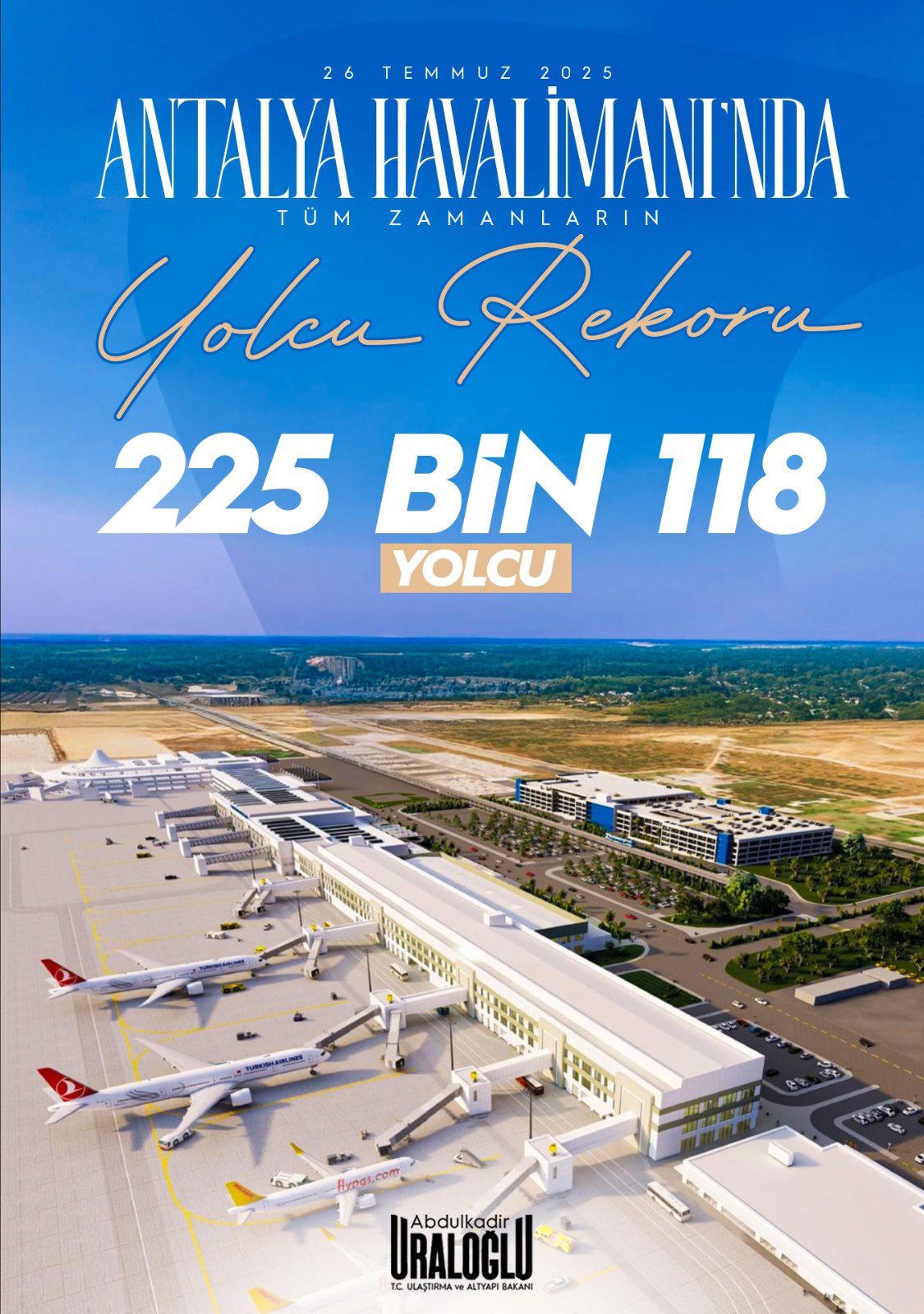Antalya Havalimanı'nda Tüm Zamanların Yolcu Rekoru Kırıldı: 225 Bin 118 Yolcuya Hizmet Verildi!