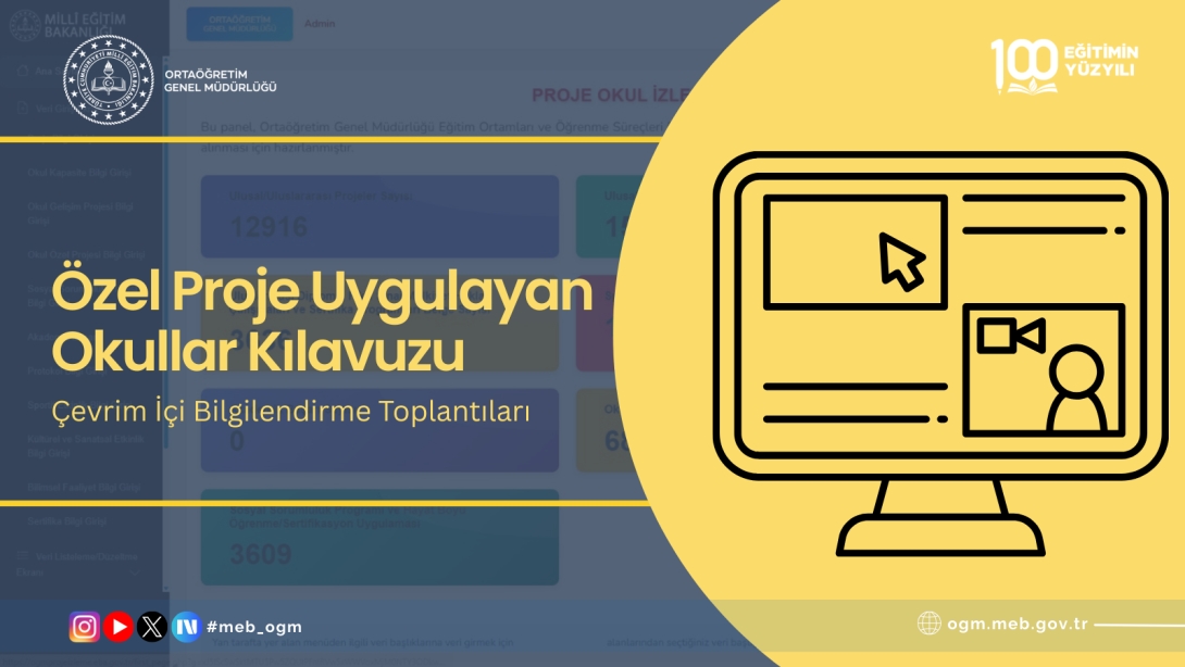 “Özel Proje Uygulayan Okullar Kılavuzu” Kapsamında Çevrim İçi Bilgilendirme Toplantıları Yapıldı