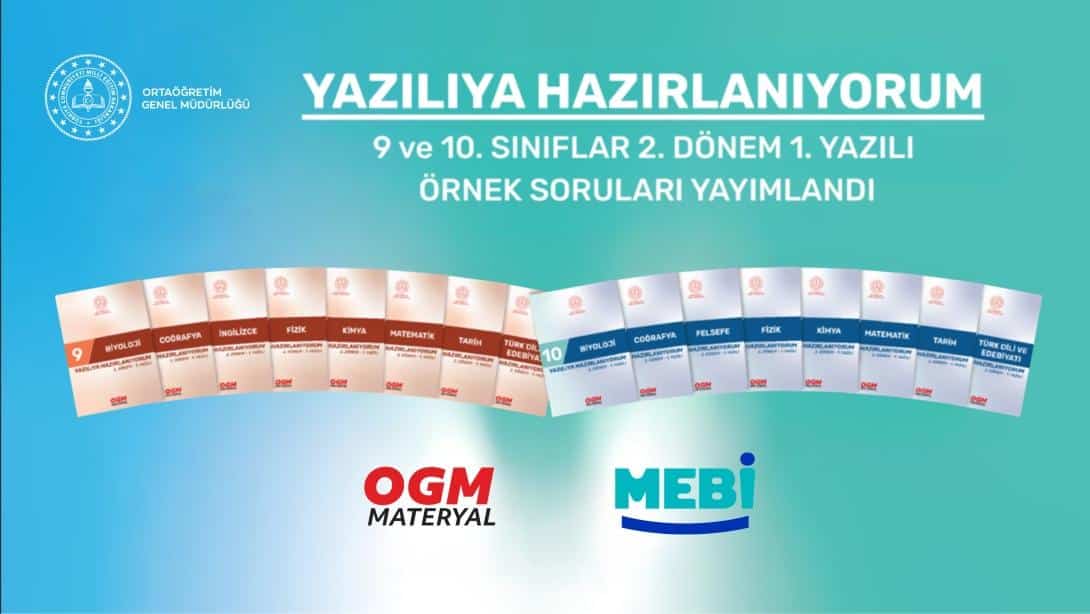 9. ve 10. Sınıflar İçin 2. Dönem 1. Yazılı Örnek Soruları Yayımlandı