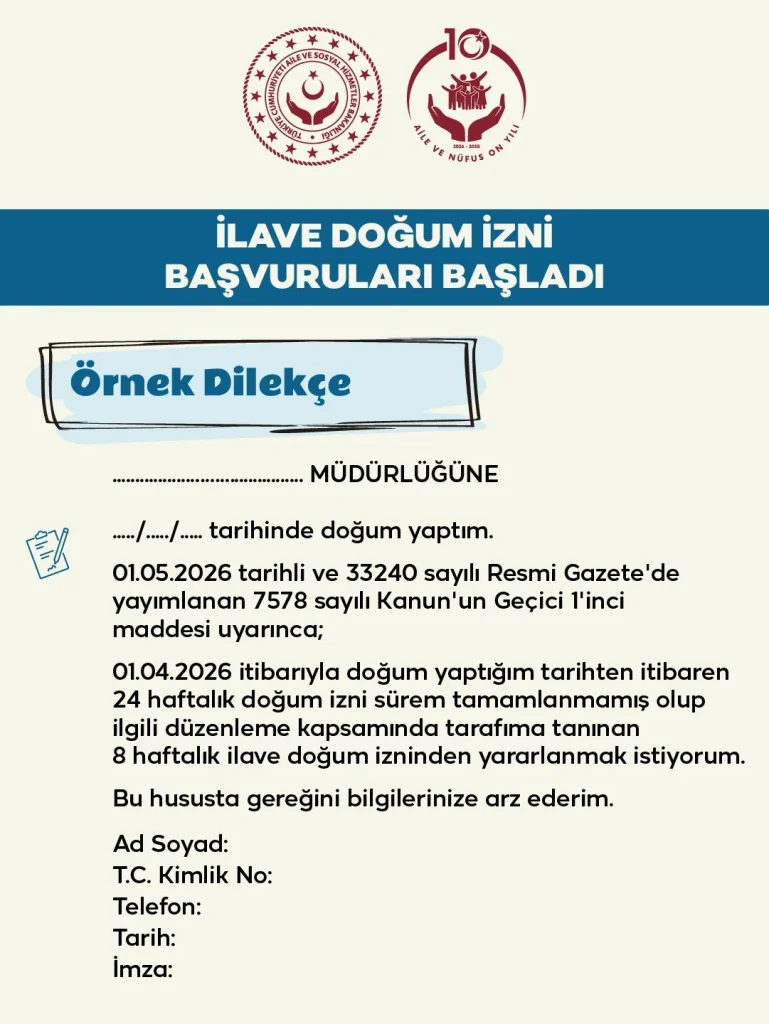 8 Haftalık İlave Doğum İzni Nasıl Alınır? Şartlar ve Son Tarih Açıklandı