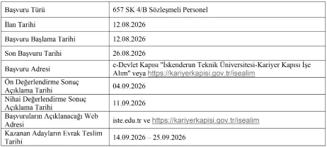 İskenderun Teknik Üniversitesi 25 Sözleşmeli Personel Alım İlanı İskenderun Teknik Üniversitesi 25 Sözleşmeli Personel Alım İlanı