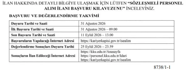 Kırıkkale Üniversitesi 133 Sözleşmeli Personel Alım İlanı