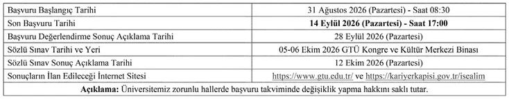 Gebze Teknik Üniversitesi 12 Sözleşmeli Personel Alım İlanı