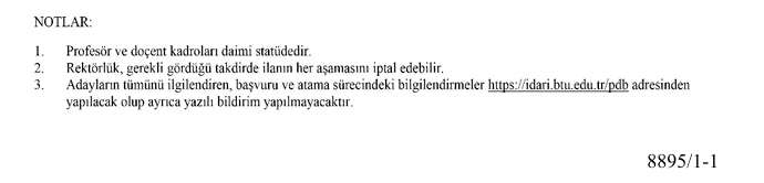 Bursa Teknik Üniversitesi 17 Öğretim Üyesi ve 6 Öğretim Elemanı Alım İlanı